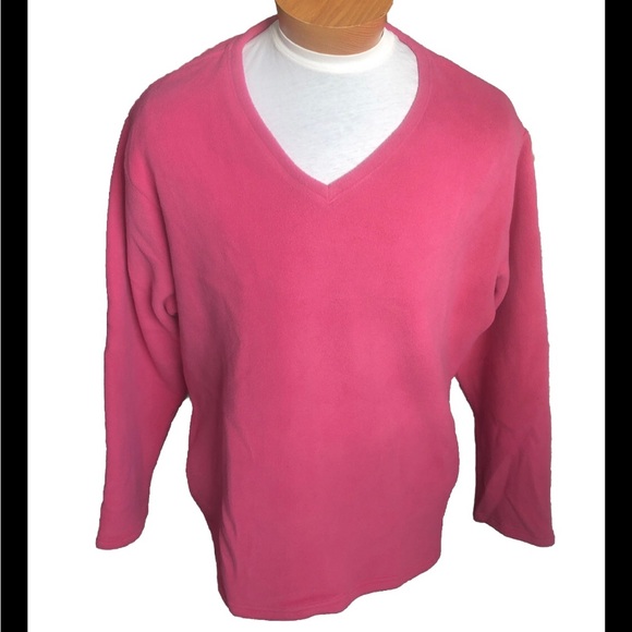 L.L. Bean Sweaters - L.L.Bean pink V-Neck fleece Pullover Sweater - 3X